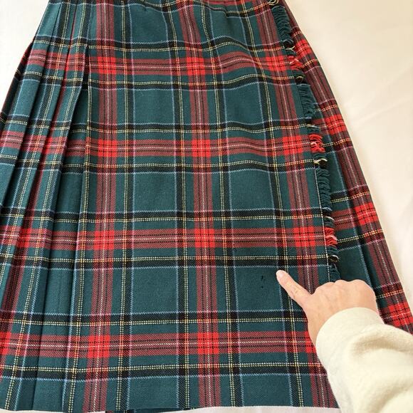 Vtg Laird Portch of Scotland Red Tartan Plaid Wrap Skirt Wool Waist 28 *read* - Picture 8 of 13